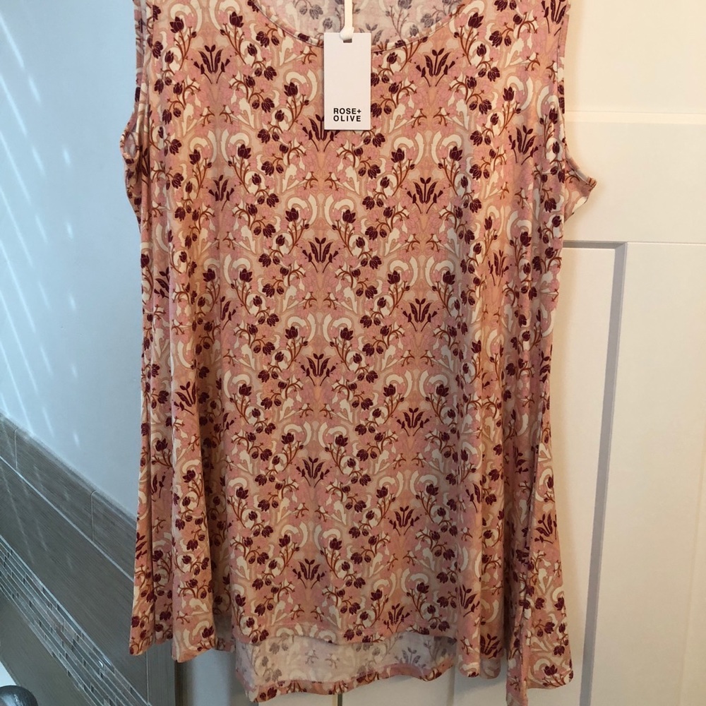 Rose and Olive long sleeveless tunic